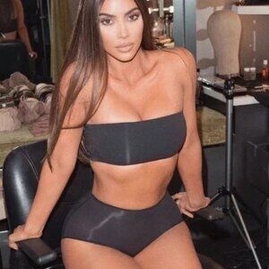 NWT SKIMS Set Power Mesh Bandeau Convertible Bralette High-Waist Thong Sienna XL